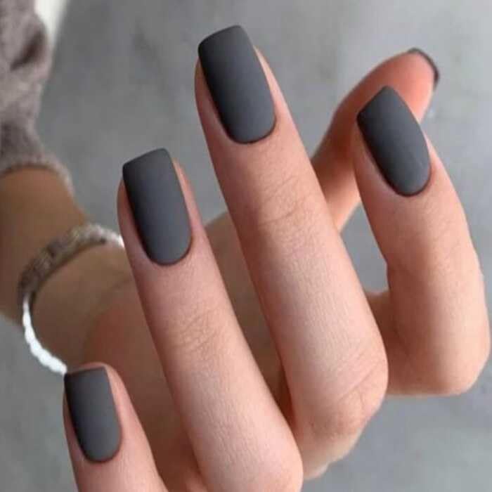 Emqueen Grey Matt Color | 24-Piece Reusable Press-On Fake Nails Set | Easy Glue-On Application | Long-Lasting Nails | Artificial Nail Extensions for Women & Girls-image-9