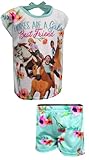 AME Sleepwear Girls Spirit the Horse Best Friend Shortie Pajamas (8) Aqua