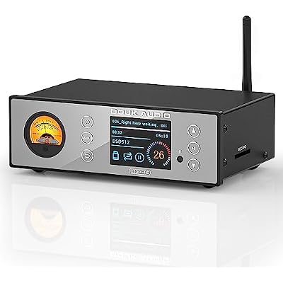 Douk Audio C100 PRO Mini Hi-Res Bluetooth Music Streamer Digital Audio Player Preamp DAC with USB Optical XLR - ESS9038 DSD512 & VU Meter & LED Display & Remote Control for Amplifier, Active Speakers