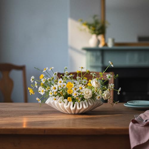 Creative Co-Op Marble Round Ruffle Bowl, White by Creative Co-Op - Image 6