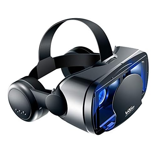 3D Gafas VR con Auriculares de Realidad Virtual, VR Gafas Visión Panorámico 360 Grado Película 3D Juego Immersivo para Móviles 5.0-7.0 Pulgada