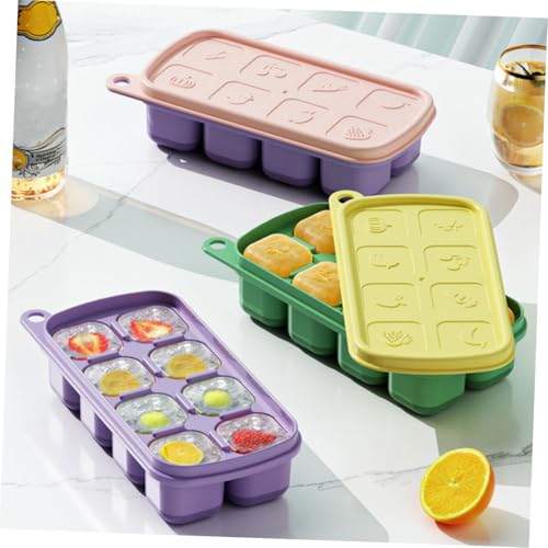 Molde para cubos de hielo de silicona 3 piezas con tapa miniatura 3