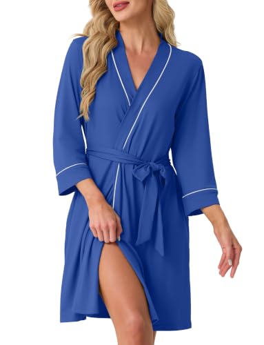Image of PrinStory Womens Robe Knee Length Soft Knit Bathrobe S-2XL
