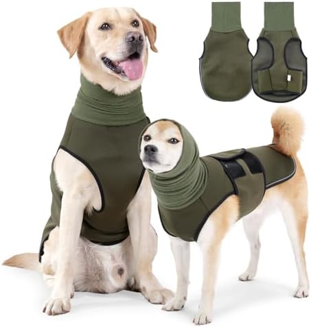 Dog Anxiety Vest Hoodie,Dog Thunder Jacket for Thunderstorm,Travel and Vet Visits,Green S