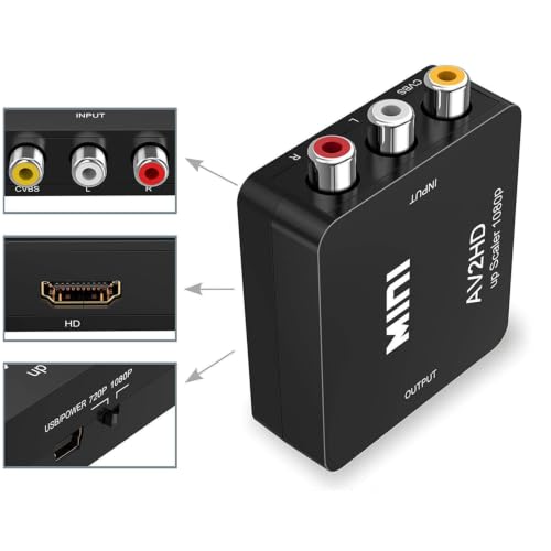 Adaptador de audio vídeo CVBS compuesto a HDMI con cable de alimentación USB 4
