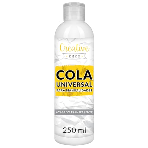 Creative Deco 250ml Cola Blanca Manualidades PVA Pegamento | No Tóxico | Universal para Pegar Madera Carpintero, Papel, Cartón, Vidrio, Cerámica | Se Seca Claro y Rápido | Proyectos de Arte