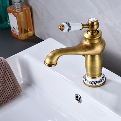 Robinet à poignée unique rétro pour évier mixte de salle de bain - 2