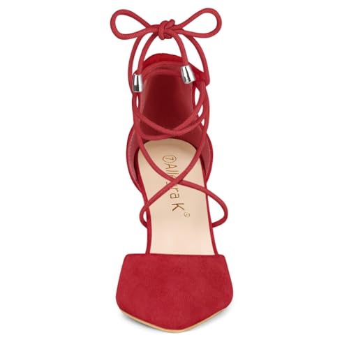 Image of Allegra K Women's Pointed Toe Chunky Heels Lace Up Sandals Pumps