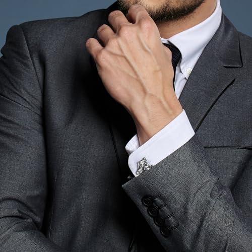 Mancuernillas Vikingas OIDEA para Hombre Estilo Wolf Head miniatura 2