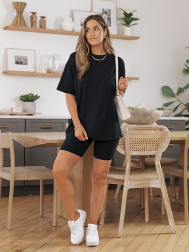 Image of AUTOMET Womens 2 Piece Sets Summer Outfits 2026 Two Piece Lounge Set Matching Clothing Oversized Tshirts Biker Short Fashion