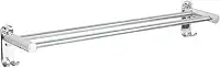 LUMAI Toalheiro Duplo de Aço Inox Polido com Ganchos, Suporte para Toalhas Brilhante com Duas Barras, Porta Toalhas de Parede Banheiro