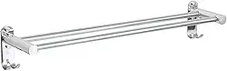 LUMAI Toalheiro Duplo de Aço Inox Polido com Ganchos, Suporte para Toalhas Brilhante com Duas Barras, Porta Toalhas de Parede Banheiro