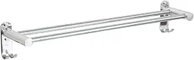 LUMAI Toalheiro Duplo de Aço Inox Polido com Ganchos, Suporte para Toalhas Brilhante com Duas Barras, Porta Toalhas de Parede Banheiro