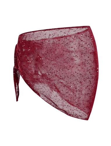 Image of ZAFUL Sarong Coverups for Women Beach Vacation Fishnet See Thru Tie Side Bathing Suit Cover Up Mini Skirt