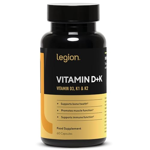 LEGION VitaminD+K Natural & Effective Formulation - Vitamin D3, K2 & K for Immunity Boost - K1, K2 & D3 Vitamin Supplement to Boost Bone Density and Health - Vitamin K2 & K1 for Heart Support