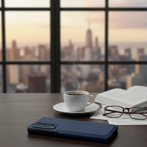 Image of Leather Case for OnePlus Nord CE 4 Premium Protective Stylish Slim Cover with Shockproof Raised Edges Blue