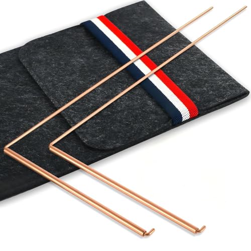 Yncotte 99.9% Copper Dowsing Rods - 2-Pack Divining Rods with Bag - Copper Bars Ghost Hunting Equipment & Witchcraft Divination Tools, Detect Gold, Water, Spirits, Basic Set