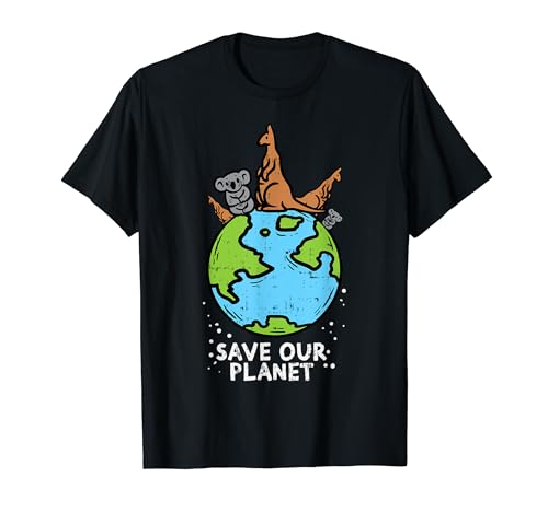 Save Our Planet Koala Kangaroo Earth Day Animal Lover Gift T-Shirt