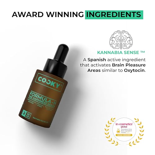 Image of Cocky - Formula H, The Happiness Serum | Mood Booster, Reduces Stress, Activates Brain's Pleasure Areas, Boosts Positive Emotions, Reduces Wrinkles & Helps in Anti-Aging | Powered by Kannabia Sense | Sulphate & Paraben Free | 30 ml (Pack of 2)