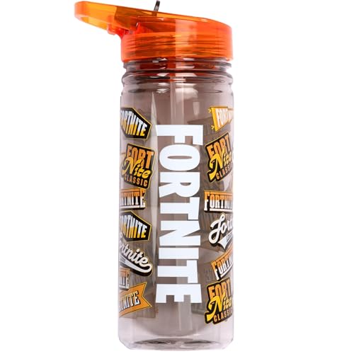 Fortnite Botella de agua con pajita de 580 ml, 100% a prueba de...