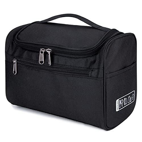 Neceser de Viaje, Portátil Bolso de Tocador Impermeable Bolsa de Aseo Grande Neceser Maquillaje Multicompartimentos Bolsa de Cosméticos con Asa y Gancho para Hombre y Mujer Negro