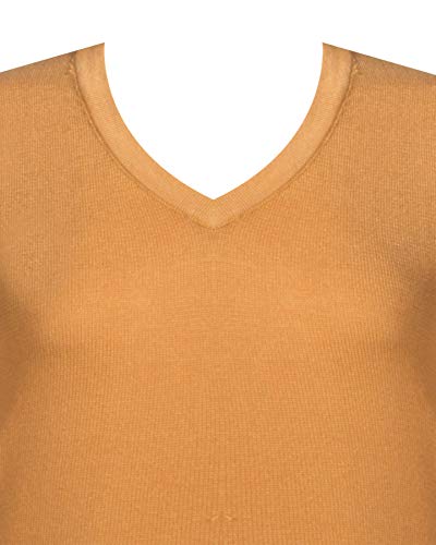 Suéter Básico em Tricô Decote V Fio 7 Seiki 830315-GG-Mostarda