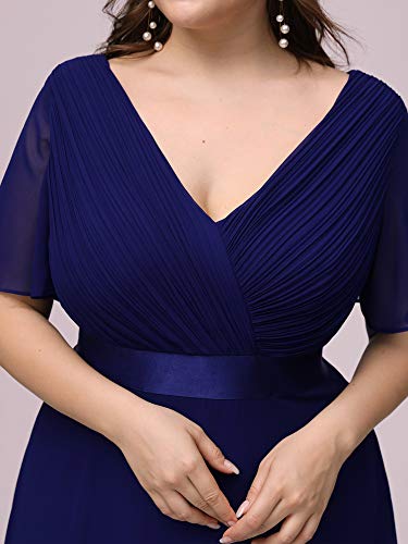 Image of Ever-Pretty Women's Chiffon Formal Evening Dresses for Curvy Women V-Neck Plus Size Floor Length Bridesmaid Dress
