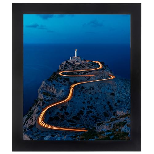 ArtToFrames 60x90 CM / 23.62x35.43 INCH Black Picture Frame, This 1.25 Inch Custom MDF Poster Frame is Soft Black - Comes with Economy Acrylic and Corrugated Backing
