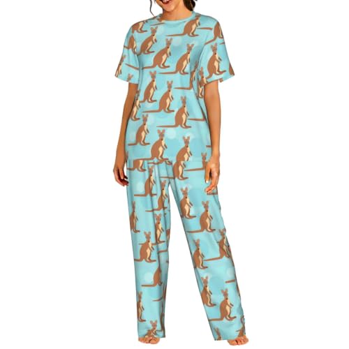 Haut à manches courtes et pantalon long vêtement de nuit grande taille pour femme