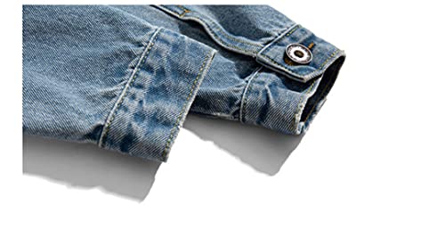 Spring And Autumn Men's Denim Jacket Casual Solid Color Lapel Single Breasted Denim Jacket Men's Jacket2