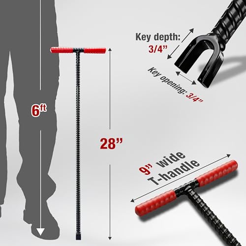 Image of HOMESTEAD 28 inch Water Meter Key - Steel T Handle, Water Key Shut Off Tool with U-shaped Head