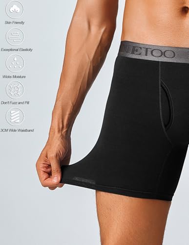 FINETOO 3 Pack Mens Underwear Boxer Briefs Soft Breathable Cotton Underwear Wide Waistband Men Underwear3