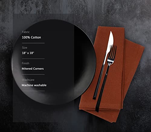 Purpleessences Set Of 12Cloth Dinner Napkins 100% Cotton 18X18 - Soft Durable Washable - Ideal For Farmhouse Party Wedding Christmas Easter - Perfect Everyday Use Table Linen Cloth Napkins - Rust #TOP4
