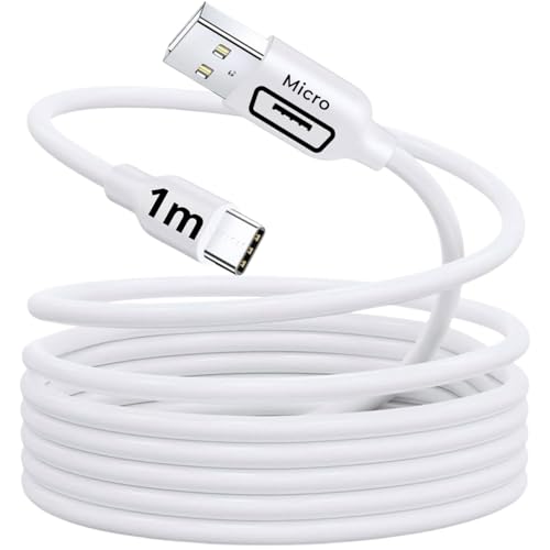 Cabo Micro USB 1 Metro Carregamento Rápido 18W Sincronização de Dados Reforçado Premium Compatível com Android Celulares Smartphones Tablets Power Bank Branco Resistente Durável Universal 10CLICK