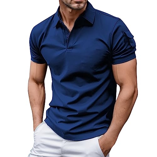 Polo homme stretch à manches courtes et col en V respirant pour le sport