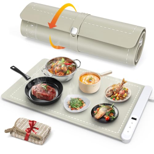 Warming Mat for Food - 500W, 6 temp, 6H timer, rollable
