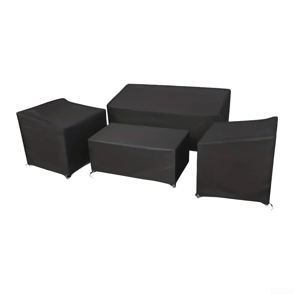 4-teilige Möbelabdeckung Wasserdicht mit Spanngurt(Black)