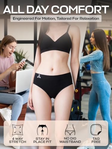Image of Balanced Tech Moisture Wicking Underwear for Women, Seamless Workout Hipster Brief Bikini Panties