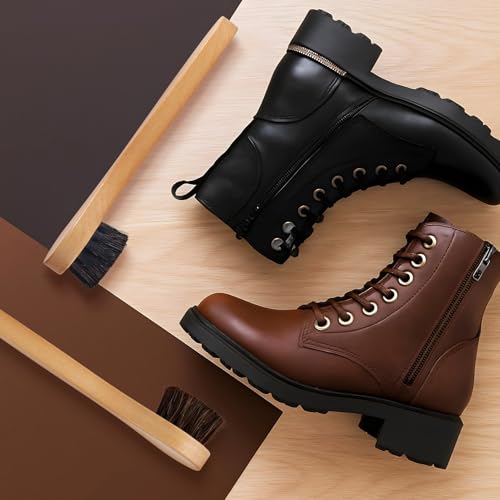 Image of 2 Pcs Horsehair Shine Shoes Brush Kit Polish Dauber Applicators Cleaning Leather Shoes Boots Care Brushes Suede Cleaner Brush(Wooden Long Handle)