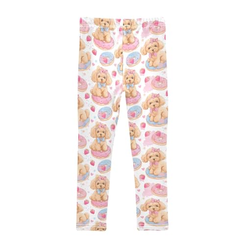Doughnut Dog Pink Strawberry Girls Leggings Ultra Soft Compression Yoga Gym Pants for Kids 4-10T2