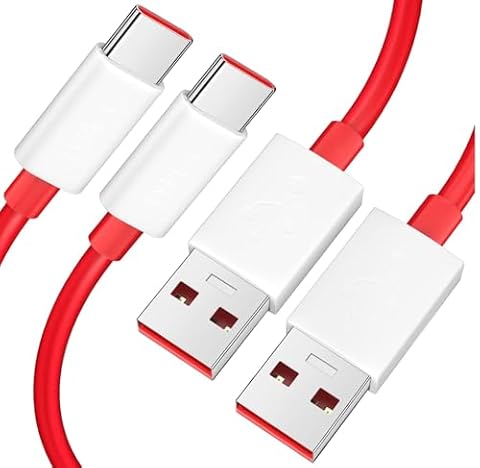 2 sztuki | Ładowarka zapasowa 65 W, 80 W, USB na USB-C, kabel do ładowania OnePlus 12 Open 11 10 8 7T Pro 7 6T 5T | Obsługuje ładowanie Warp i SuperVOOC | 2 metry | synchronizacja danych i szybkie