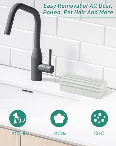 Image of FLYLIGHT Damp Duster,Magical Dust Cleaning Sponge Baseboard Cleaner Duster Sponge Tool,Reusable Dusters for Cleaning Blinds,Vents,Ceiling Fan,and Cobweb,Lock Dust,No Dust Flying and Spreading,Grey