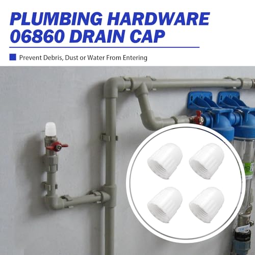 Image of 06860 RV Water Line Drain Cap, 1 /2 Inch Fresh Water Tank Drain Cap Low Point Drain Caps Cover- Compatible with Male End Pipes With 1 /2 inchMale Fittings, RV Plumbing Fittings(4 PCS）