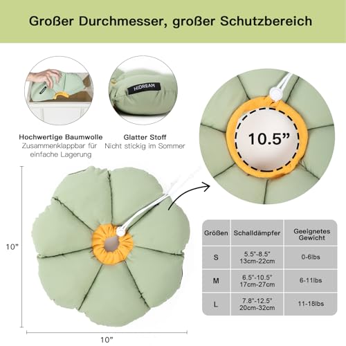 THKOFPET Halskrause Katze, Einstellbarer Katzenhalskragen, Weiche Blumen Katzenhalskrause Kragen Cone, für Katzen und kleine Hunde nach Operationen und Verletzungen (grüner, M)