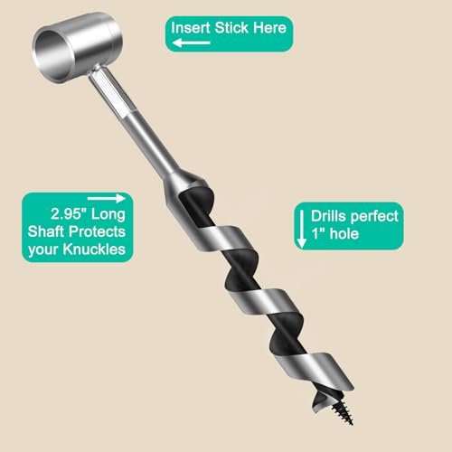 SipSylph 10-Inch Survival Tool for Bushcraft - Bushcraft Auger with Scotch Eye, Hand Auger for Manual Hole Maker, Durable Steel, Leather Case for Outdoor Survival, Bushcraft Tools & Camping - Image 3