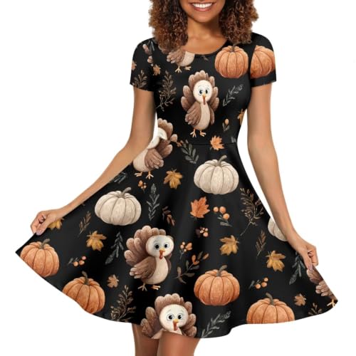 Image of Irisjudy T Shirt Dress for Women Short Sleeve Girls Short Sleeve Dress Plus Size, O Neck Knee Length Midi Dress for Ladies