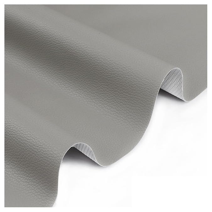Tissu Simili Cuir Litchi 1.6X5m Khaki Grey Rouleau de Toile PU pour Décorations