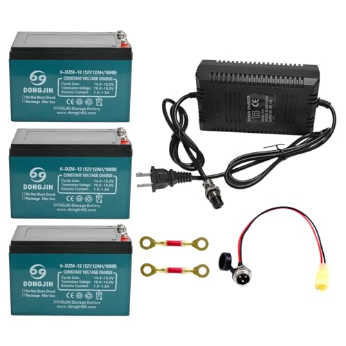 YC Yier 3 Pack 6-dzf-12 Battery 6-DZM-12 6DZM12 12V 12Ah Rechargeable Lead Acid Battery for 36V Mobility Scooter Electric Go Kart Golf Cart Wheelchair Razor Dirt Quad Bike ATV UTV Lawn Mower