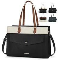 RAINSMORE Laptop Bags For Women 15.6Inch Leather Work Tote Bags Laptop Tote Waterproof Laptop Purse Business Office Computer Bag Professional Womens Briefcase Large Handbag for Travel College