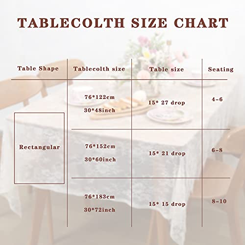Luoluohouse Rustic Ivory Wedding Tablecloths Lace Chic Rectangular Tablecloths For Wedding Reception Farmhouse Table Decorations 60X120 Inch #TOP3